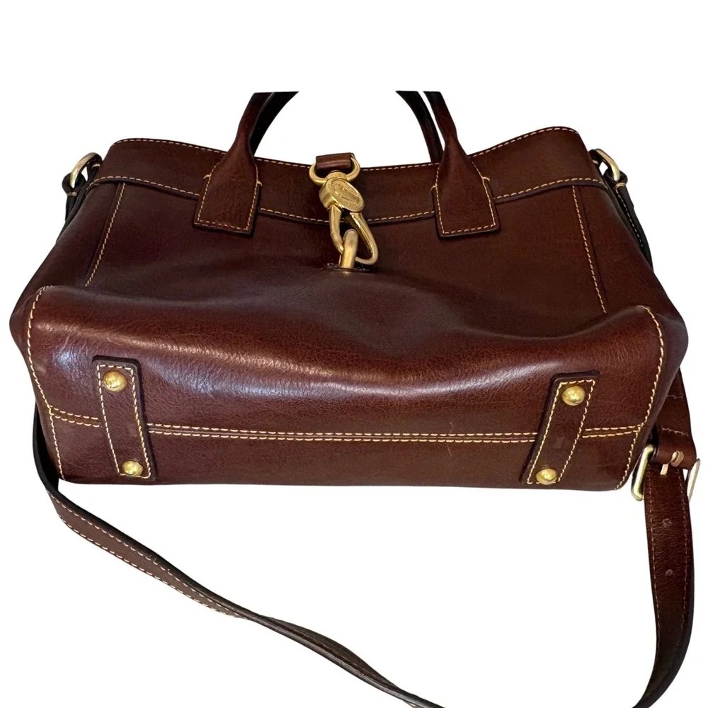 Dooney Bourke Florentine Vacchetta Satchel Brown Leather Crossbody
